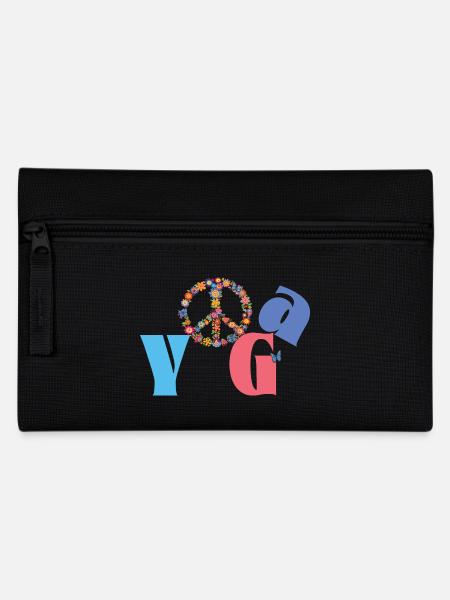 Yoga & Peace 🌸 Flower Power Style - Federtasche - Schwarz