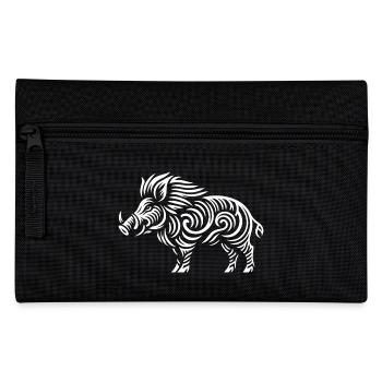 Stammes-Wildschwein - Federtasche - Schwarz - Vorne