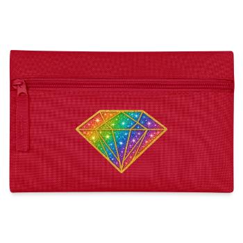 Regenbogen Diamant Glitzer - Federtasche - Rot - Vorne