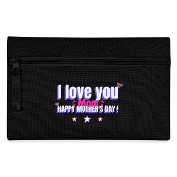 I Love You Mom, Mother's Day Gift, Heart - Pencil Case - black - Front