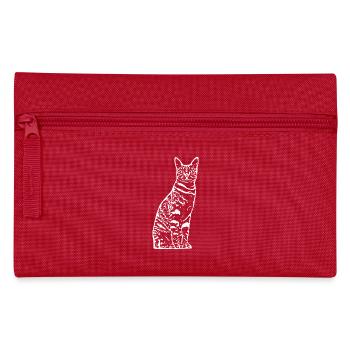 Katze weiß Silhouette Geschenk Katzenliebhaber - Federtasche - Rot - Vorne