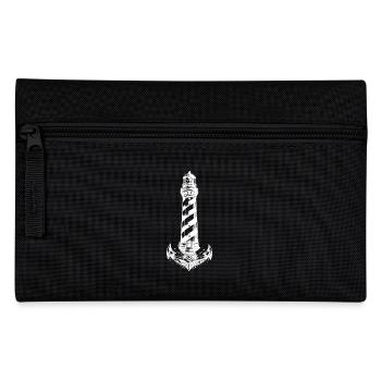 Schräg gestreifter Küsten Leuchtturm Anker Design - Federtasche - Schwarz - Vorne