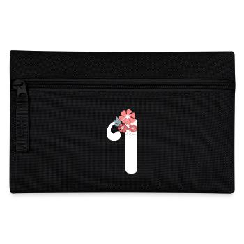 Lettre i fleurs minimalistes - Trousse - noir - Devant