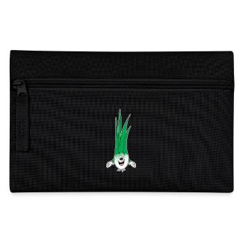 Cheerful Leek Cartoon Vegetables Vegan - Pencil Case - black - Front