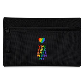 Du bist sicher bei mir Rainbow Heart LGBT Safe Space - Federtasche - Schwarz - Vorne