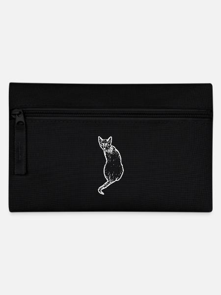 Katze weiß weiße Katzen kätzchen cute - Federtasche - Schwarz