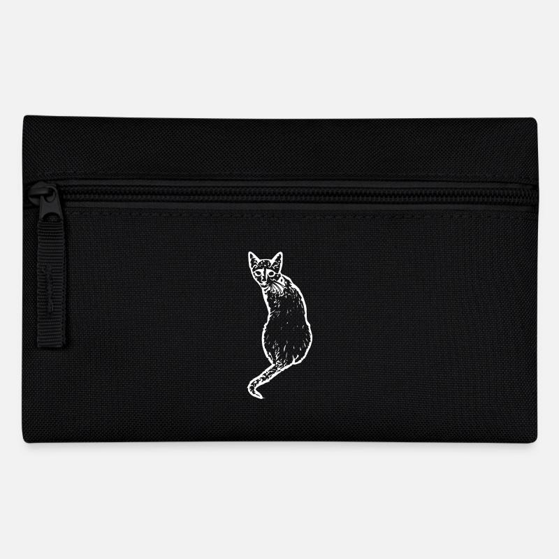 Katze weiß weiße Katzen kätzchen cute - Federtasche - Schwarz