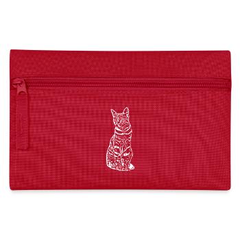 Katze weiß Silhouette Geschenk Katzenliebhaber - Federtasche - Rot - Vorne