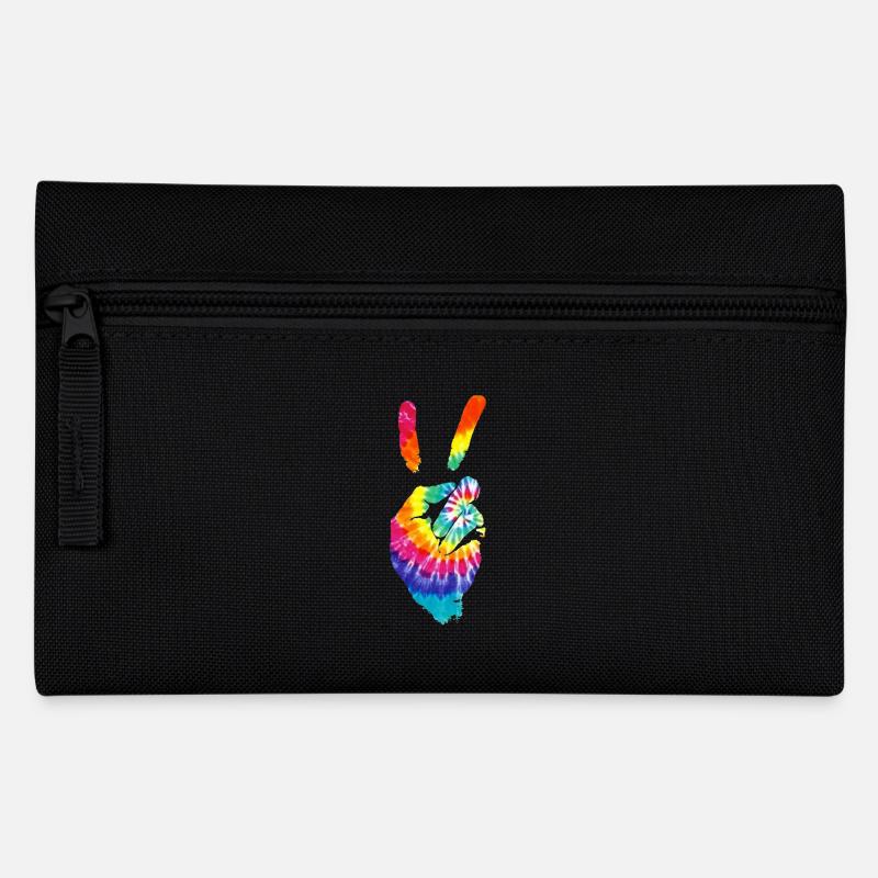 Frieden Sieg Batik-Handzeichen - Federtasche - Schwarz