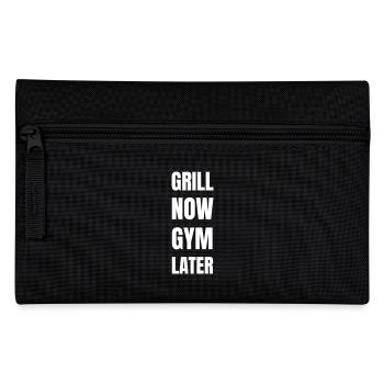 First barbecue, then train in the gym. - Pencil Case - black - Front