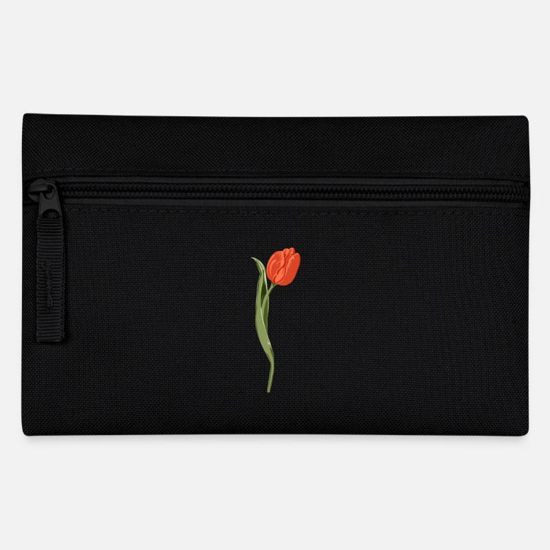 Vivid Red Tulip Illustration - Pencil Case - black