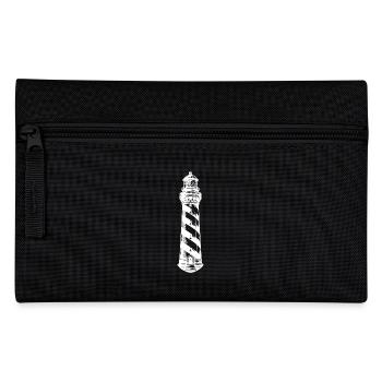 Oblique Striped Coastal Lighthouse - Pencil Case - black - Front