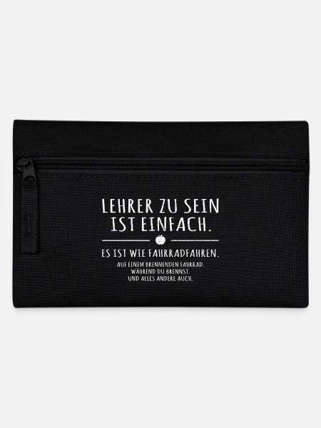 Lehrer Schule Fahrradfahren Lustig - Federtasche - Schwarz