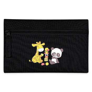 Giraffe and Panda playing with Blocks - Federtasche - Schwarz - Vorne