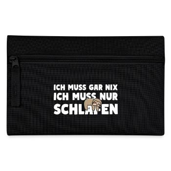 ICH MUSS NUR SCHLAFEN Faultier Motto - Federtasche - Schwarz - Vorne