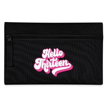 13th Birthday Gift, Hello Thirteen, 13 Years Old - Pencil Case - black - Front