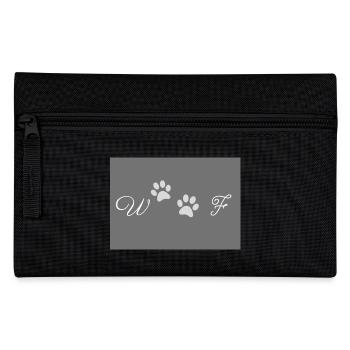 Woof Grey and White Design with Dog Paw Prints - Pencil Case - black - Front