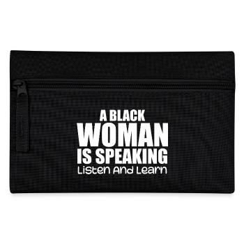A Black Woman Is Speaking Listen And Learn - Pencil Case - black - Front