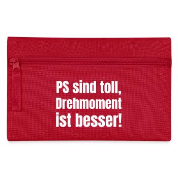 PS sind toll, Drehmoment ist besser! - Federtasche - Rot - Vorne