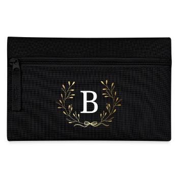Letter b Gold Floral Crown - Pencil Case - black - Front