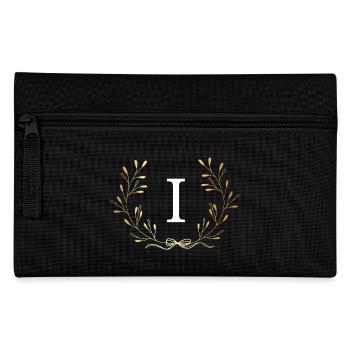 Letter i Gold Floral Crown - Pencil Case - black - Front
