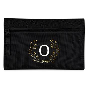 Letter o Gold Floral Crown - Pencil Case - black - Front