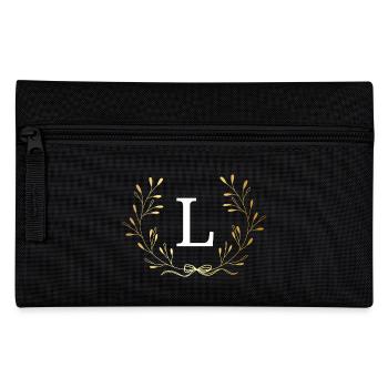 Letter l Gold Floral Crown - Pencil Case - black - Front