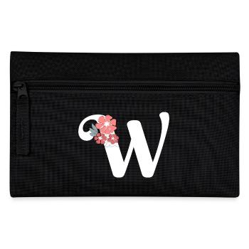 Letter w Minimalist Flowers - Pencil Case - black - Front