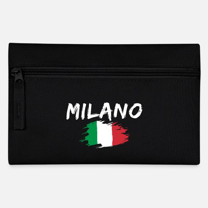 Milan, Italie, Drapeau, Milan - Trousse - noir