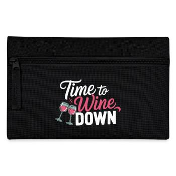 Time to Wine Down – Funny Wine Design - Pencil Case - black - Front