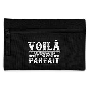 "Papou parfait" t-shirt humour papa père - Trousse - noir - Devant