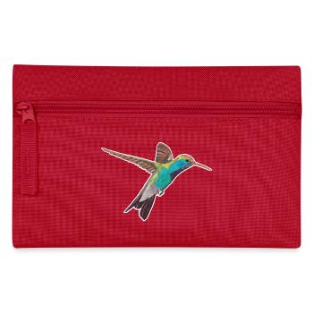 Kolibri mit weissem Rand - Federtasche - Rot - Vorne