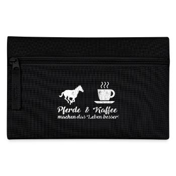 Pferde & Kaffee machen das Leben besser! | Pferd - Federtasche - Schwarz - Vorne