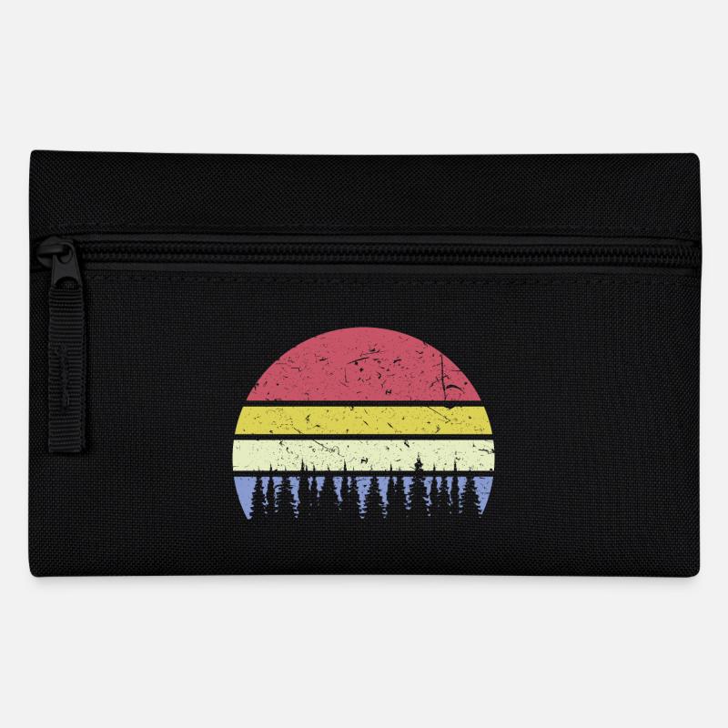 Vintage Retro Hintergrund Bäume Wald Retrofarben - Federtasche - Schwarz