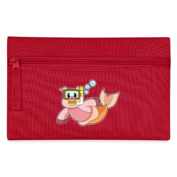 Schwein Taucher Schnorchel Tauchen - Federtasche - Rot - Vorne