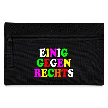 Einig gegen rechts - Federtasche - Schwarz - Vorne