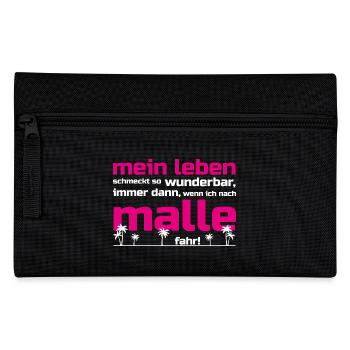 Mein Leben Malle (Schrift pink/weiß) - Federtasche - Schwarz - Vorne