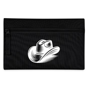 Klassische Cowboyhut Illustration im Western Style - Federtasche - Schwarz - Vorne