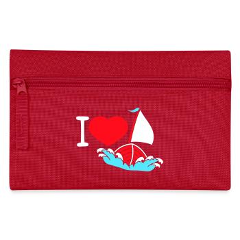 I Love Segeln Wellen Matrose Bootsfahrt Herz Liebe - Federtasche - Rot - Vorne