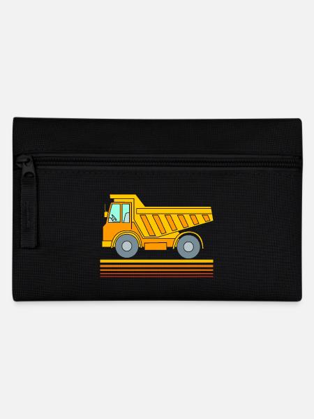 Bauwagen Baustelle Fahrzeug Kindergeburtstag - Federtasche - Schwarz