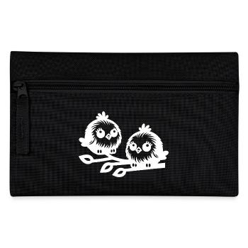 Zwei kleine niedliche Vögel in Cartoon Style - Federtasche - Schwarz - Vorne