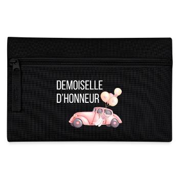 Brautjungfer - Autohochzeit - Federtasche - Schwarz - Vorne