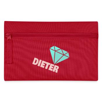 Funkelnder Diamant mit Dieter - Federtasche - Rot - Vorne