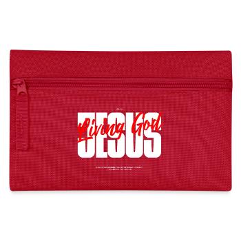Lebender Gott Typografie Tee - Federtasche - Rot - Vorne