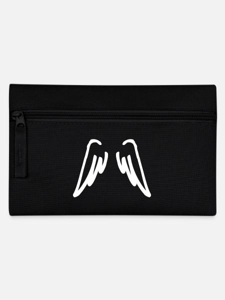 white angel wings - Pencil Case - black