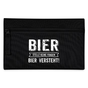 AD Bier stellt keine Fragen - Geburtstags Geschenk - Federtasche - Schwarz - Vorne