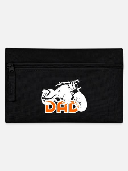 Biker DAD White/Orange Motorcycle - Pencil Case - black