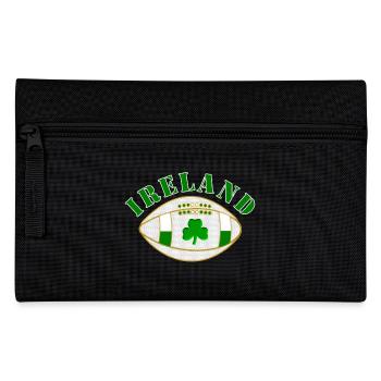 ireland shamrock styled oval rugby ball - Pencil Case - black - Front