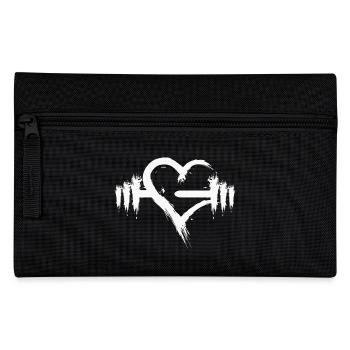 Herz offen Hantel weiß Fitness Sport Bodybuilding - Federtasche - Schwarz - Vorne