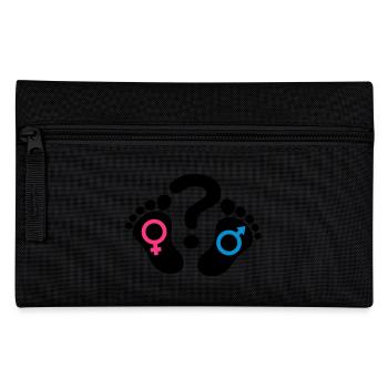 Question mark footprints feet icon girl boy - Pencil Case - black - Front